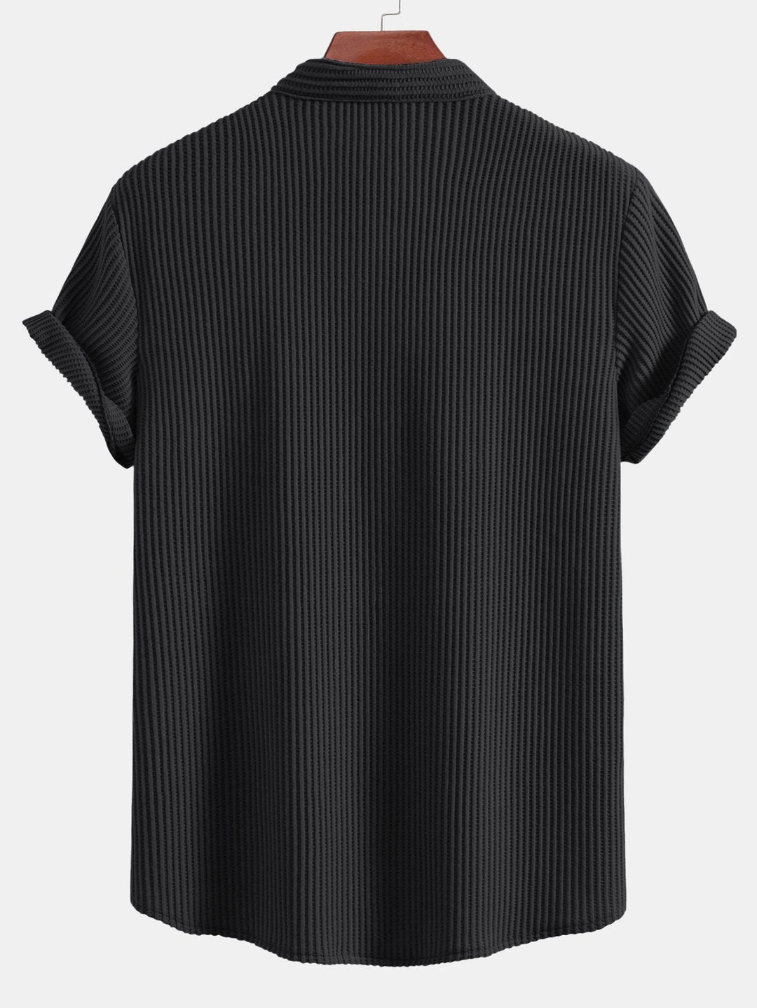 Wafel Stand Kraag Shirt & Trekkoord Wafel Shorts
