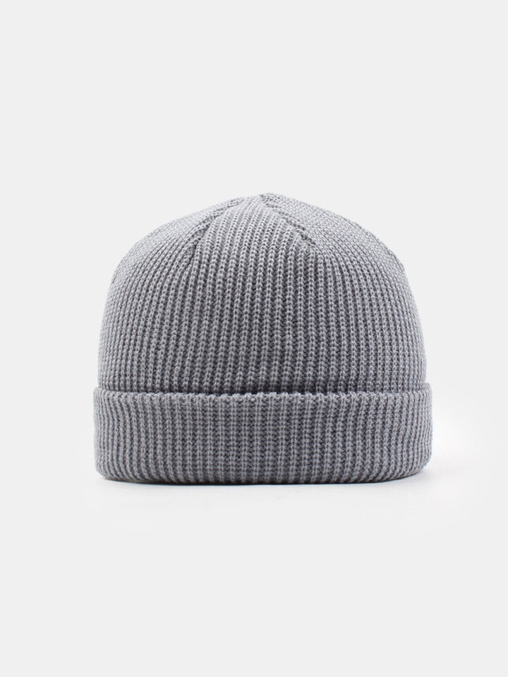 Solid Kleur Warme Korte Gebreide Muts