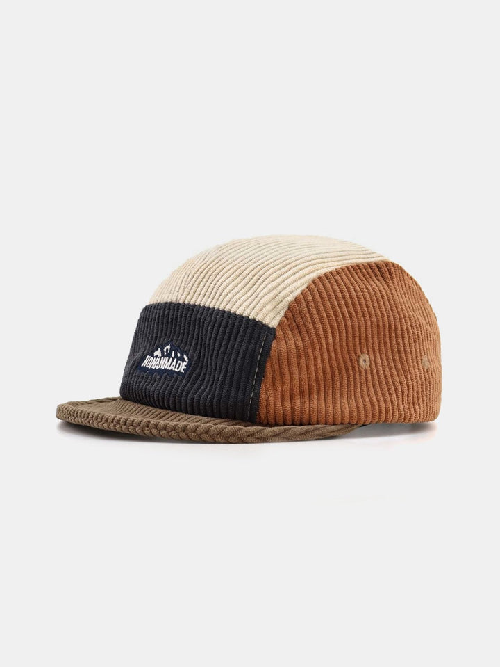 Slogan Patroon Kleur Blok Corduroy Baseball Cap