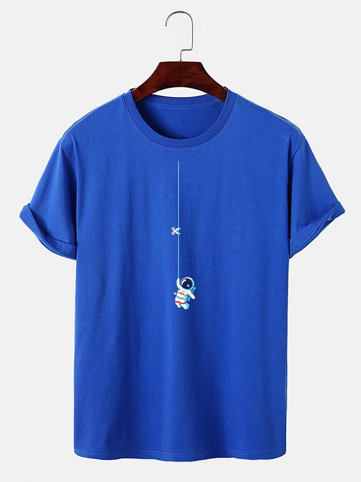 Astronaut Aan Een Touw Print T-Shirt