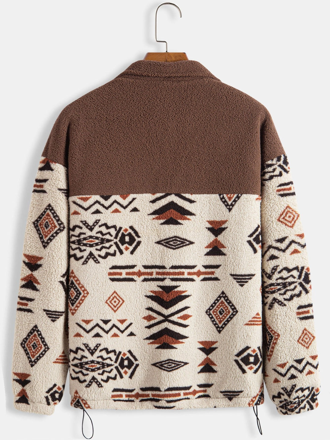 Azteekse Print Patchwork Teddy Fleece Jas