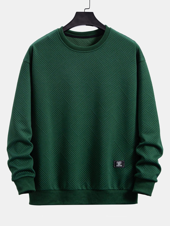 Relax Fit Geometrisch Gestreept Sweatshirt & Trekkoord Corduroy Cargo Jogger Broek