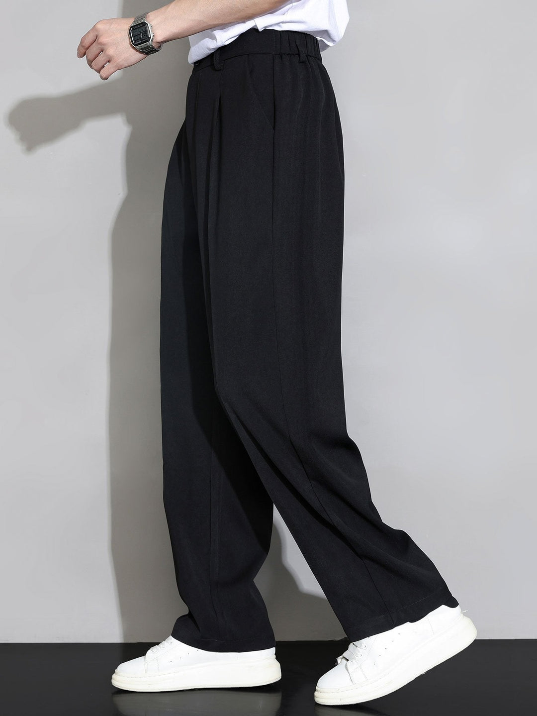Relax Fit Elastische Taille Rechte Pijpen Broek