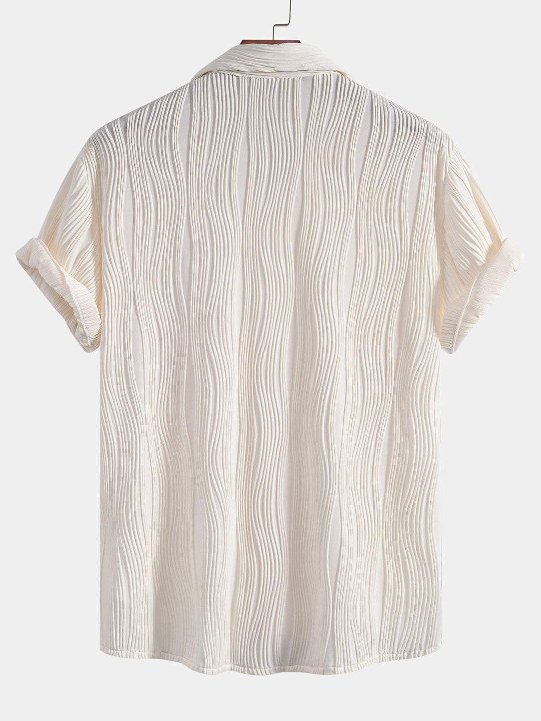 Wavy Texture Button-Up Shirt & Shorts