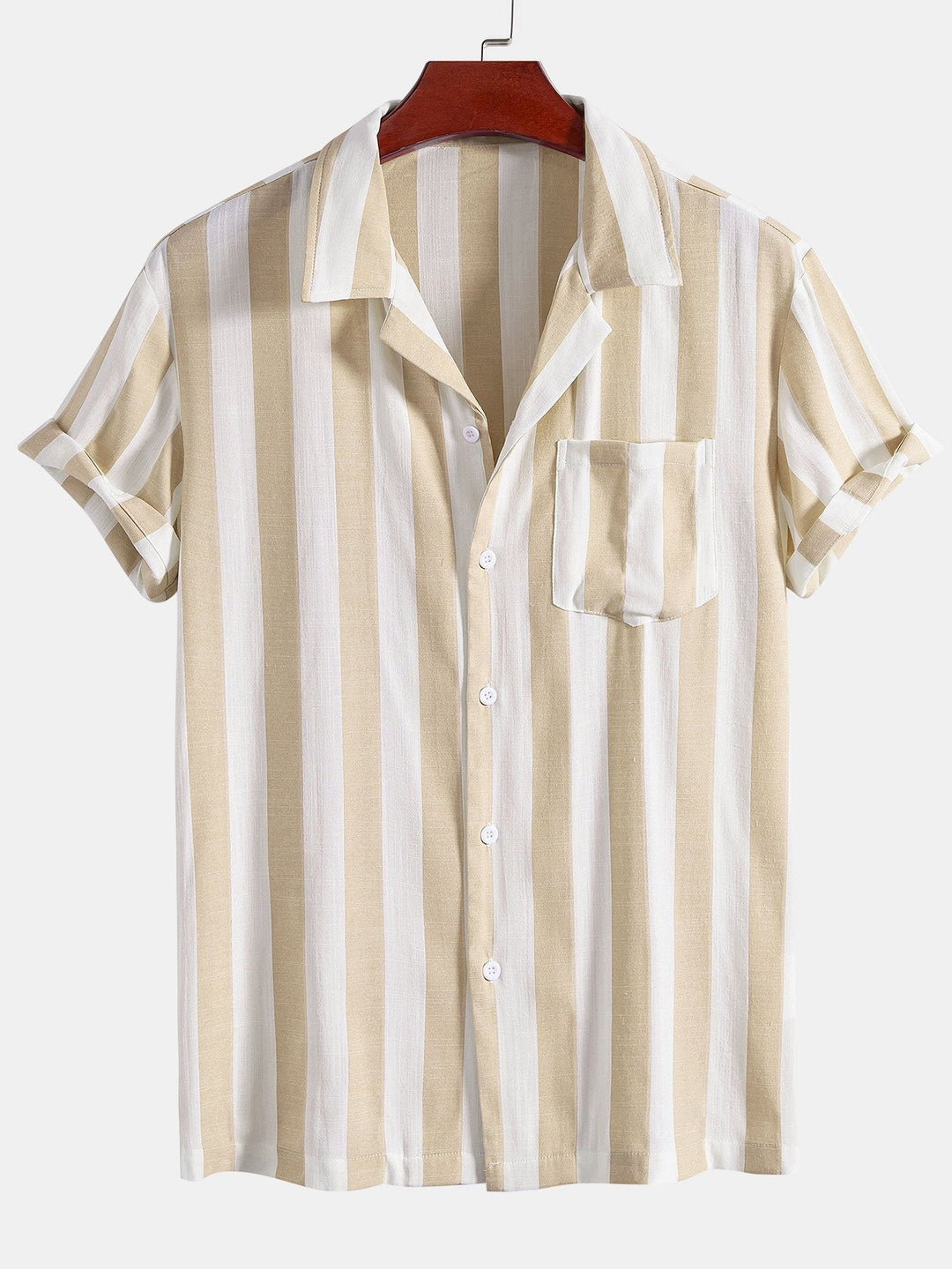 Gestreepte Cubaanse Kraag Shirt & Rechte Linnen Broek