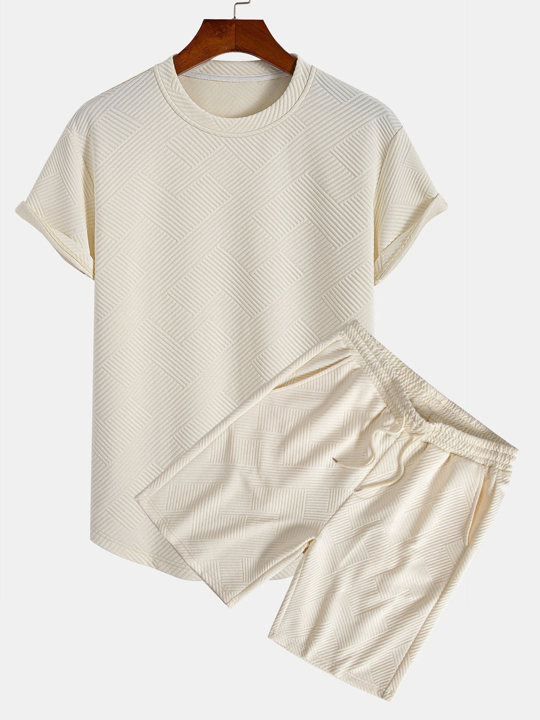 Korte Mouw Streep Jacquard Boog Hem T-Shirt & Shorts