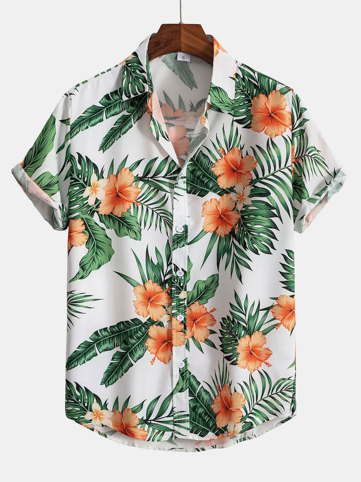 Tropical Print Button-Down Shirt
