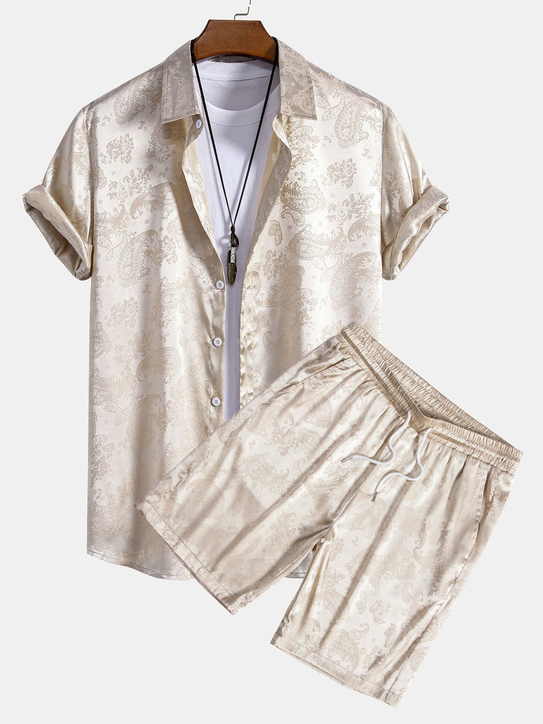 Paisley Print Satijnen Shirt & Shorts