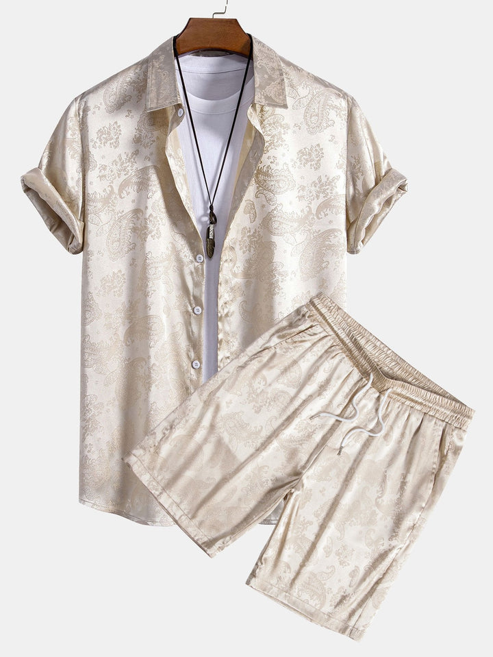 Paisley Print Satijnen Shirt & Shorts