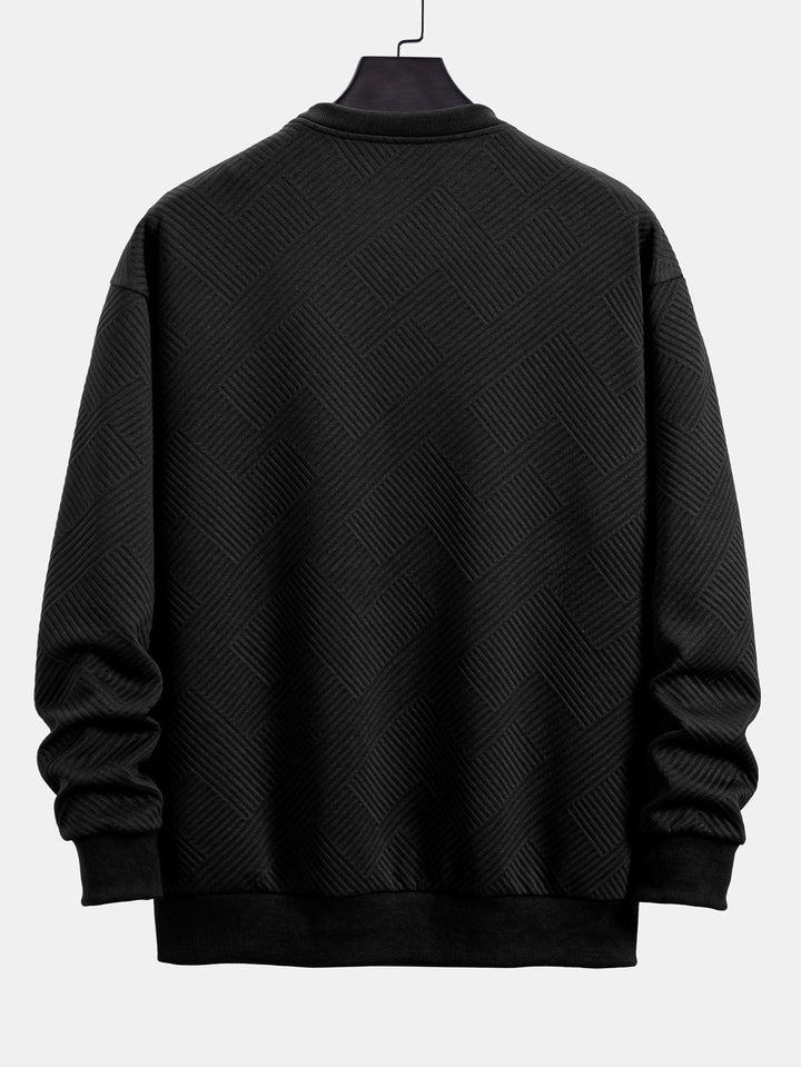 Relax Fit Geometrisch Gestreept Sweatshirt & Trekkoord Corduroy Cargo Jogger Broek