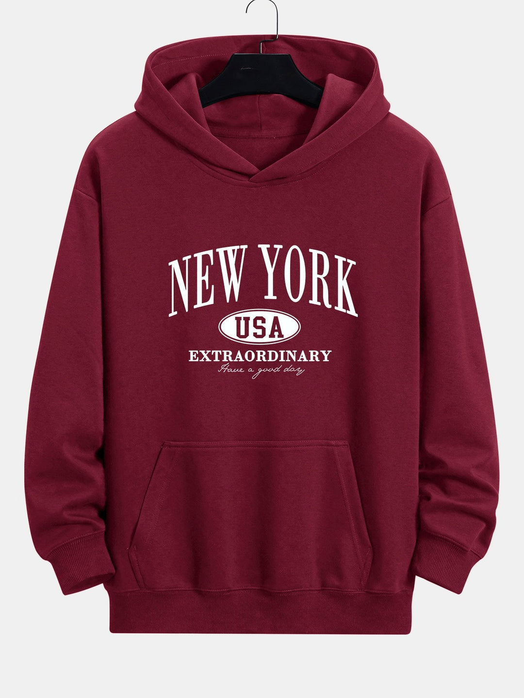 New York Print Relax Fit Hoodie & Rechte Pijpen Corduroy Broek
