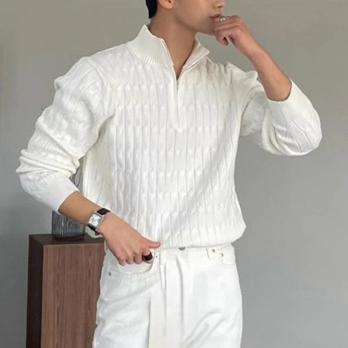 George l Half-Zip Cable Knit Sweater