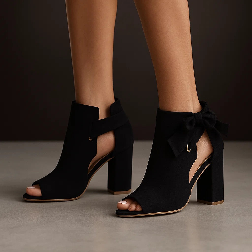 Marcella | Suede Peep-Toe Heels