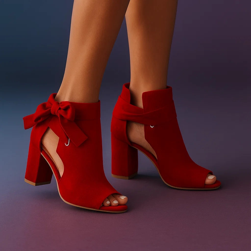 Marcella | Suede Peep-Toe Heels