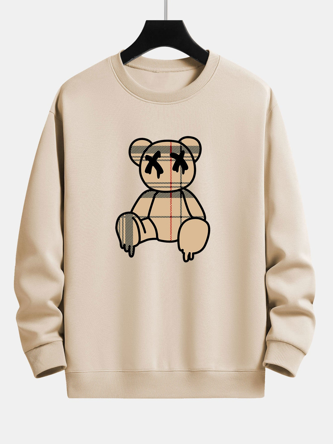 Geruite patroon oplosbare beerprint relax fit sweatshirt & rechte pijpen corduroy broek